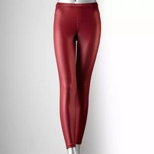 Simply Vera Satin Jean Leggings Cabernet Red Women's Medium M (8-10) Skimmers